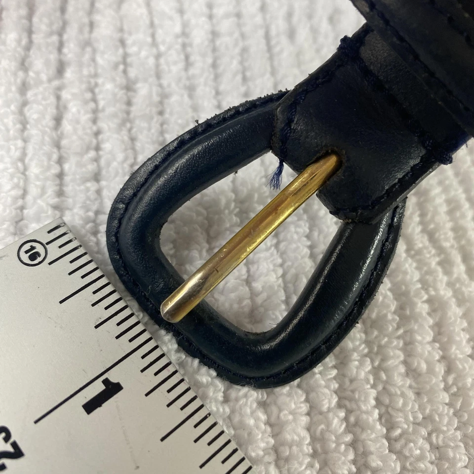 Cinturón Ralph Lauren Mujer Mediano Azul Marino Cuero Genuino Hebilla Dorada RL Clásico Foto 3 de 4