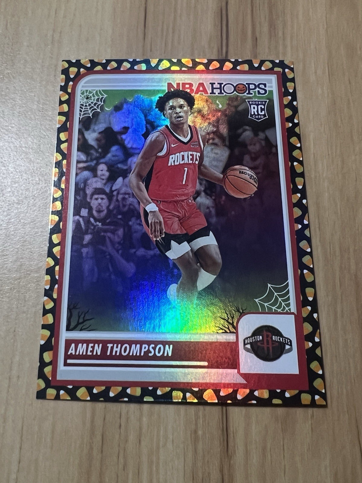 2023-24 Panini Haunted Hoops Amen Thompson Rookie Holo Candy RC SSP #86 Rockets