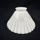 ANTIQUE  MILK GLASS RUFFLED Petticoat GLASS SHADE 6.5” Diameter, Cone-Shaped