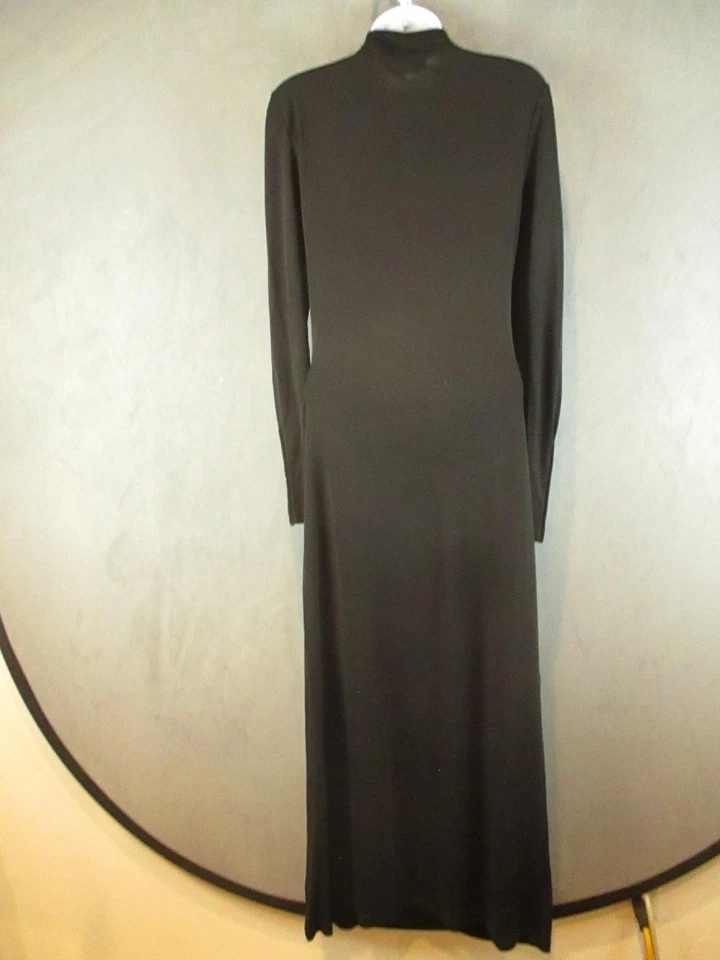 Vestido Tory Burch Mujer 8 Negro Manga Larga Cuello Simulado Maxi Dorado Logo Botones Foto 4 de 4
