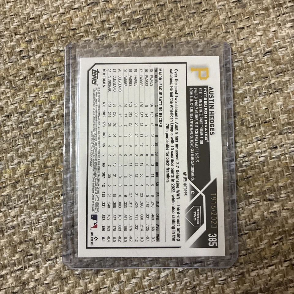 2023 Topps Series 2 #385 AUSTIN HEDGES (1916/2023) - Image 2 of 2