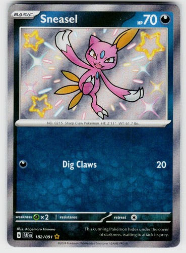 Sneasel Shiny Rare SV: Paldean Fates 182/091 Pokemon TCG