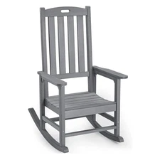 QOMOTOP PATIO OVERSIZED ROCKING CHAIR OUTDOOR WEATHER RESISTANT - GRAY