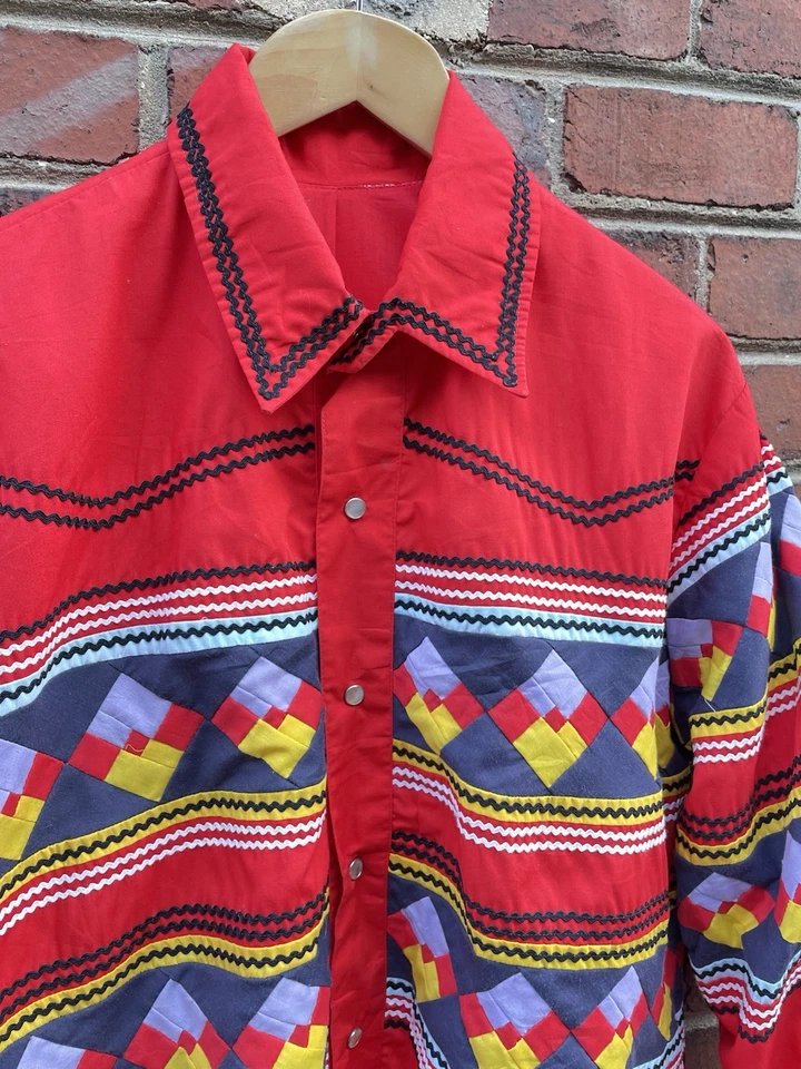 Chaqueta forrada con retazos hecha a mano SEMINOLE SEMINOLE de colección RARA Ric Rac Foto 4 de 4