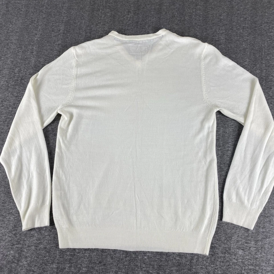 International Report Men’s M V-Neck Sweater White Lightweight Knit Pullover - Image 4 of 4