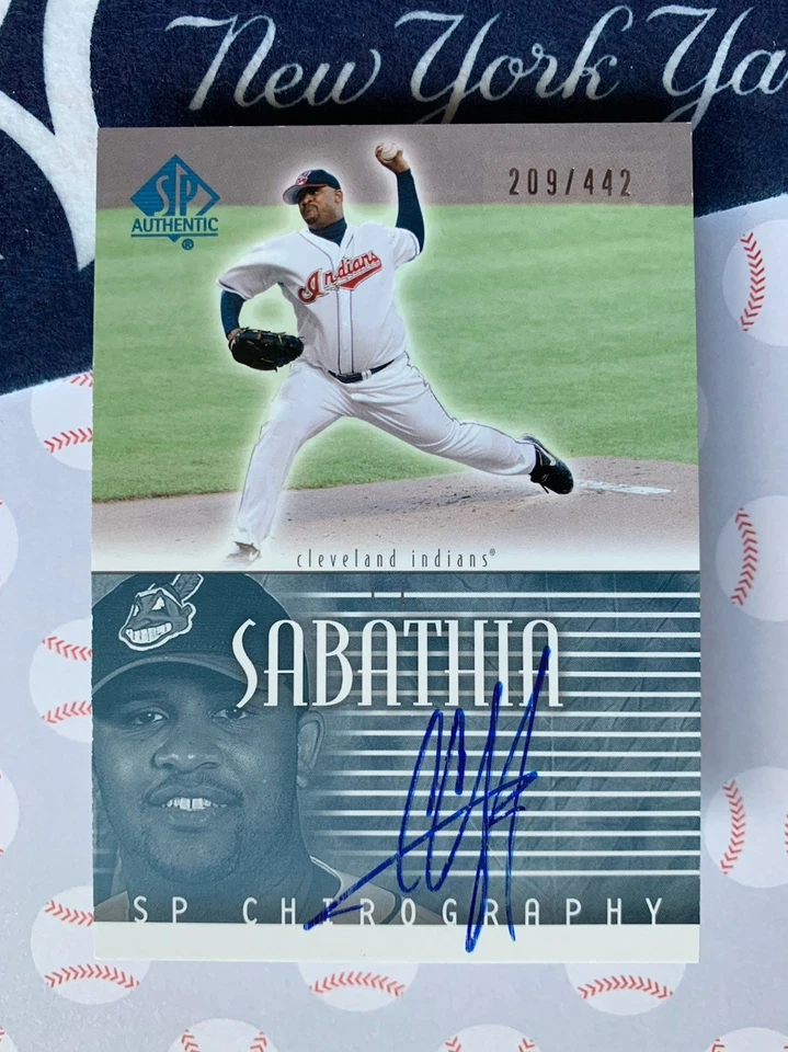 Quirografía auténtica CC SABATHIA AUTO/442 SP 2002 autógrafo certificado patio Foto 2 de 4