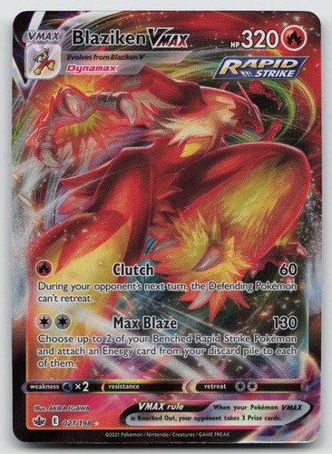 Blaziken VMAX 021/198 Holo VMAX Rare Chilling Reign Pokemon Near Mint