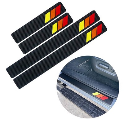 4PCS Car Door Sill Stickers Protector Kit Classic Retro Style Tri-Color Decora D