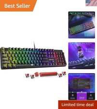 Mechanical Gaming Keyboard Wired, 11 Programmable Backlit Modes, Hot-Swappabl...