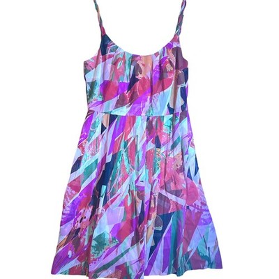 Donna Ricco New York Abstract Print Fit Flare Dress Size 10 100% Silk