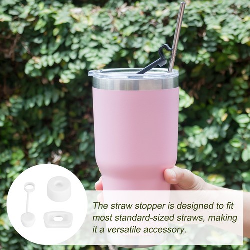 Silicone Spill Stopper Set of 2, Leakproof Water Bottle Accessories, White - Imagen 5 de 7