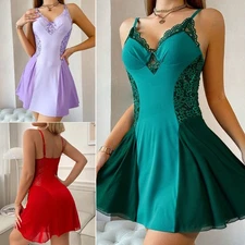 Sexy Womens Lingerie Lace Chemise Nightgown Sleepwear Babydoll Teddy Sleep Dress