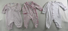 KISSY KISSY Baby Girl Footed Sleepers Lot of 3 Pima Cotton NB 0-3 Months