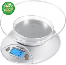 Digital Food Kitchen Scale 11Lb 5Kg Stainless Steel Bowl Tare Function