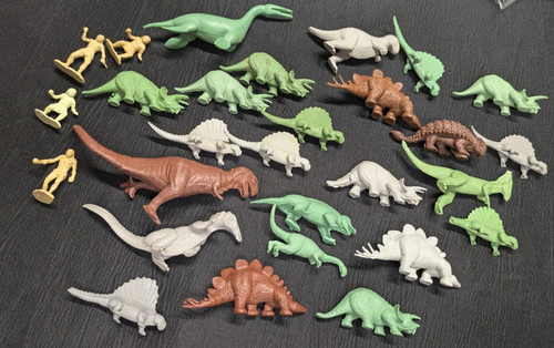 Marx Dinosaurs Cavemen Plastic Vtg 1950s Prehistoric Playset Playworn Lot of 28