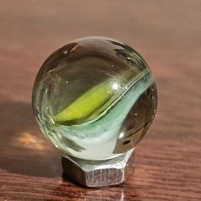 Vintage Tri-color Green White Blue Banana .593'' Coke Glass Marble