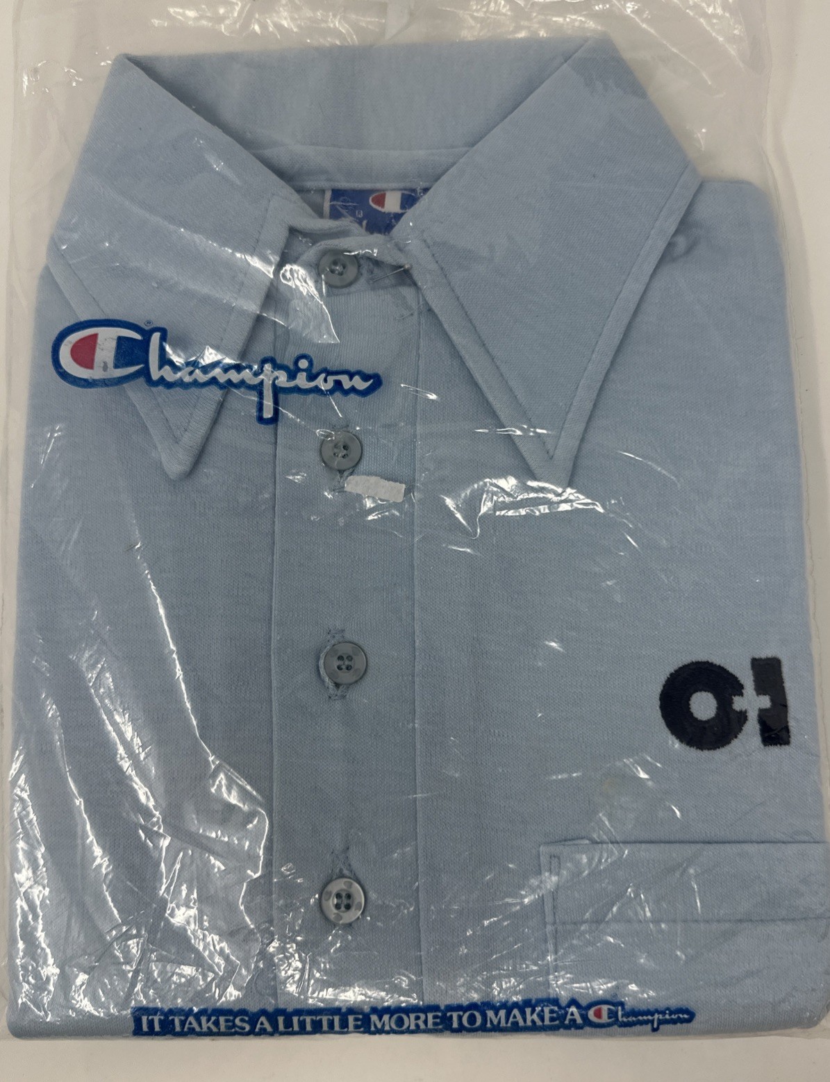 VTG 70s 80s CHAMPION KNITWEAR BUTTON POLO SHIRT NEW OLD STOCK S NEW SHIRT