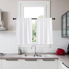 Short Curtains 36 inch for Small Window, Back 34"W x 36"L Pack of 2 White