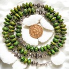 Green Calsilica Silver Hogan's Native Findings Southwestern Necklace 20"- 32g  — photo 1