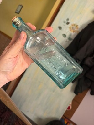 Dr. Pierce's Favorite Prescription Antique Bottle Aqua blue Hand Blown with cork