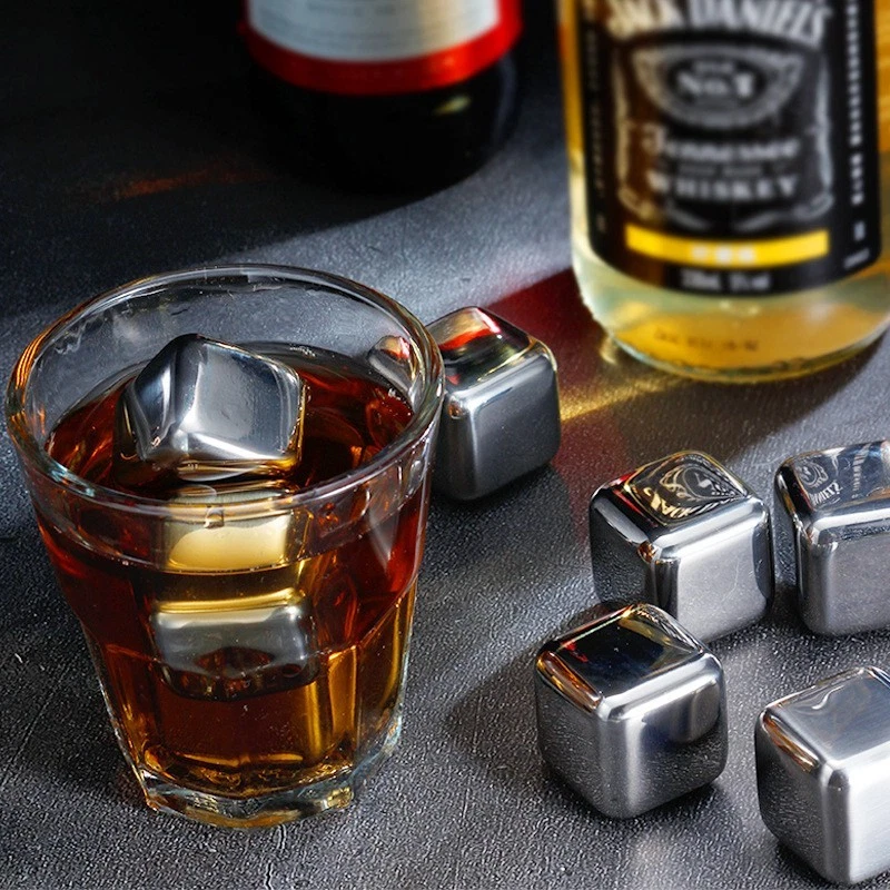 Rison Titanium Ice Cube Pure Titanium Whiskey Stones Reusable Safe Ice Cubes 4PC - Image 3 of 4