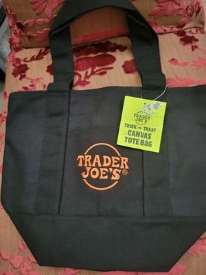 Trader Joes Black Mini Trick-or-Treat Halloween Limited Canvas Tote Bag New Tags