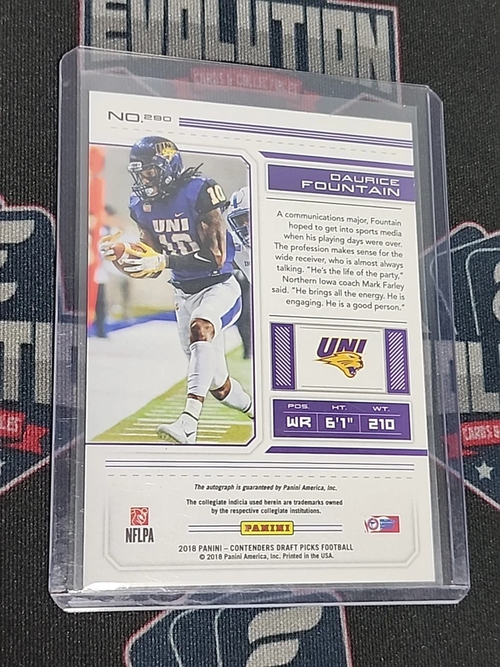 2018 Panini Contenders Draft Picks College Ticket Auto #290 Daurice Fountain  RC - Image 2 of 2