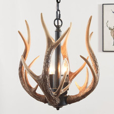 Rustic Antler Chandelier with 2 Lights for Farmhouse Dining Room Decor