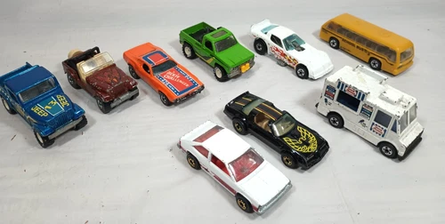 Vtg Hot Wheels Toy Car School Bus Jeep Good Humor Ice Cream Truck Lot
