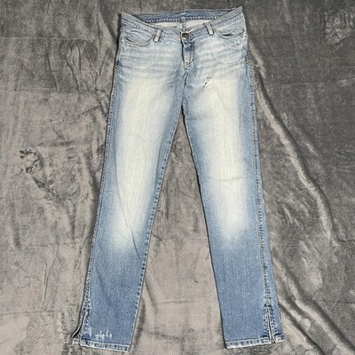 Ksubi Jeans Women Size 6 30x31 Blue Denim Skinny Light Wash Distressed Ankle Zip
