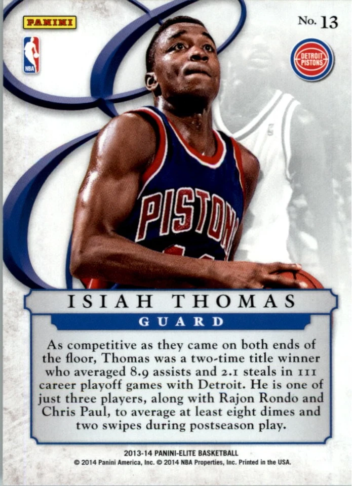 2013-14 Elite Series Inserts #13 Isiah Thomas - BSK - Image 2 of 2