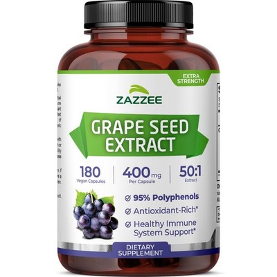 High Strength Grape Seed Extract 400mg, 180 Vegan Capsules, 95% Polyphenols, ...