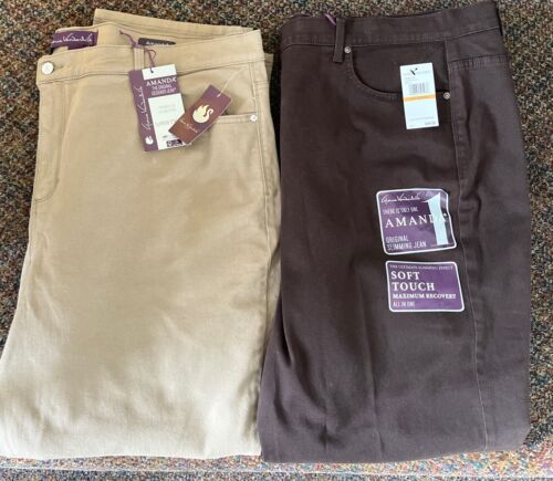 GLORIA VANDERBILT AMANDA JEANS HAZELNUT 22W AVE & COFFEE 18W,20, 24W AVE (B11) - Picture 2 of 7