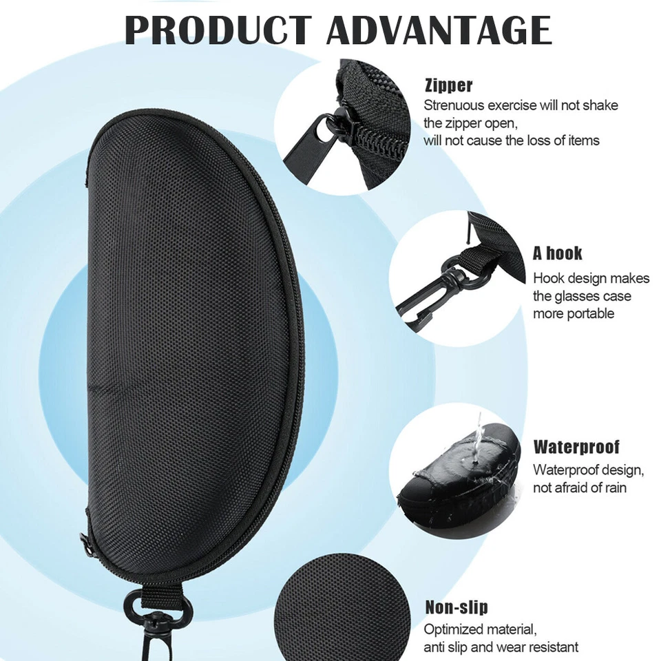 1-5 PIEZAS Estuche para Anteojos Caja Gafas de Sol Protector Cremallera Dura Clip para Cinturón Portátil Foto 2 de 4