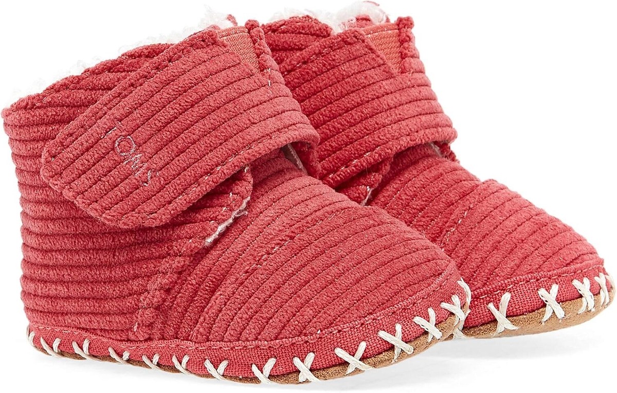 TOMS Boys' Infant Booties and Crib Shoes Red Corduroy Cuna Lay