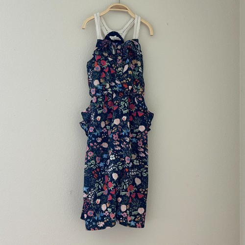 Hannah Banana by Sara Sara Jumpsuit Girl Size 4 Floral Ruffle Pockets Sleeveless - Picture 3 of 16