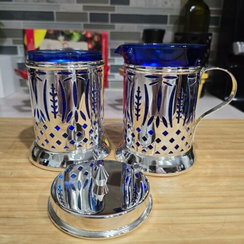 Vintage Avon Royal Sapphire Creamer & Sugar Bowl Set 2003 De Cadeaux Collection