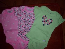 3 New Girl's Gerber Onesies, Baby Shower, Size Newborn