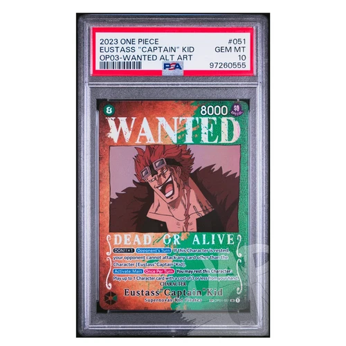 One Piece Card Eustass Captain Kid OP01-051 Special Art OP03 Eng - PSA 10 GEM MT