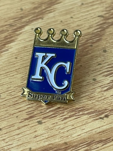 KC Royals SUPER FAN 5/8"X1 1/16" MLB BASEBALL HAT PIN LAPEL Kansas City Vintage
