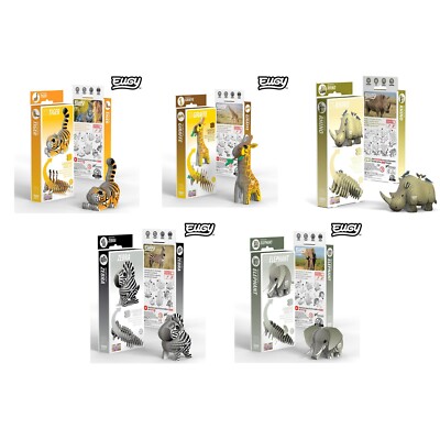Eugy 3D Model Craft Kit   African Safari Animal Set (5 Models) | Eco Toy Gift