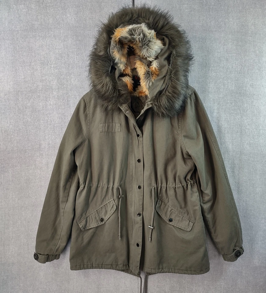 Abrigo Estoico Mujer Grande Verde Aislado Anorak Parka Chaqueta Esquí Capucha Extraíble Foto 4 de 4