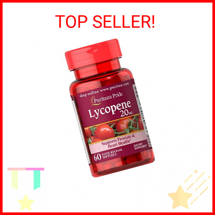 Puritans Pride Lycopene 20mg Softgels for Prostate and Heart Support 60 Count