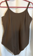 Pinsy Women's Sz XL Brown Spaghetti Scoop Thong Shapesuit Shapewear Bodysuit 89