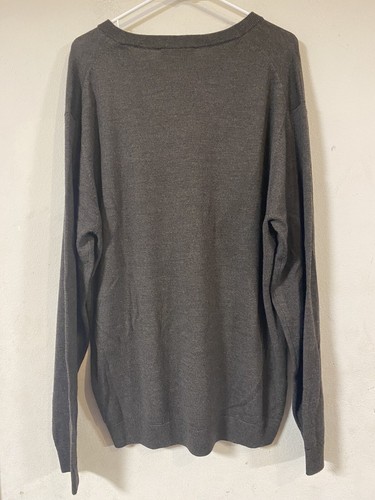 Turnbury Light Sweater Mens XLT Brown 100% Extra Fine Merino Wool V Neck - Picture 2 of 2