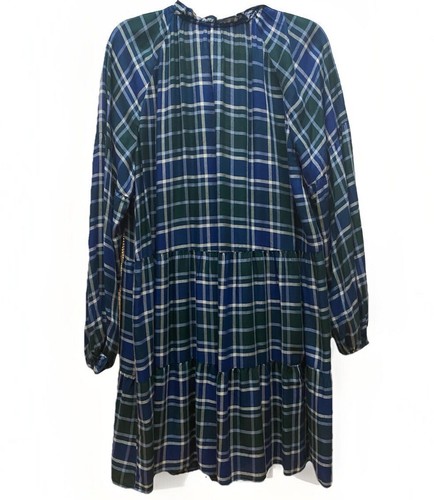 Show Me Your Mumu Ainsley Mini Abito Relax Manica Lunga Verde Blu Plaid XXL - Foto 4 di 9