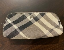 BURBERRY AUTHENTIC COSMETIC POUCH METALLIC GRAY WITH DUST BAG
