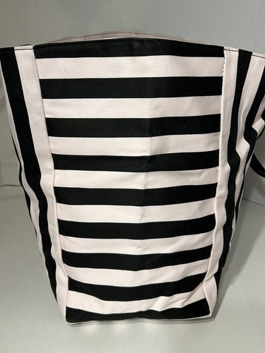 VICTORIA'S SECRET 2 PIECE STRIPE GETAWAY WEEKENDER TOTE BAG W/ ZIP Pouch NEW - Picture 6 of 16