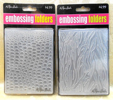 The Paper Studio Embossing Folders Set Of 2 CROC TEXTURE - ZEBRA TEXTURE - NEW