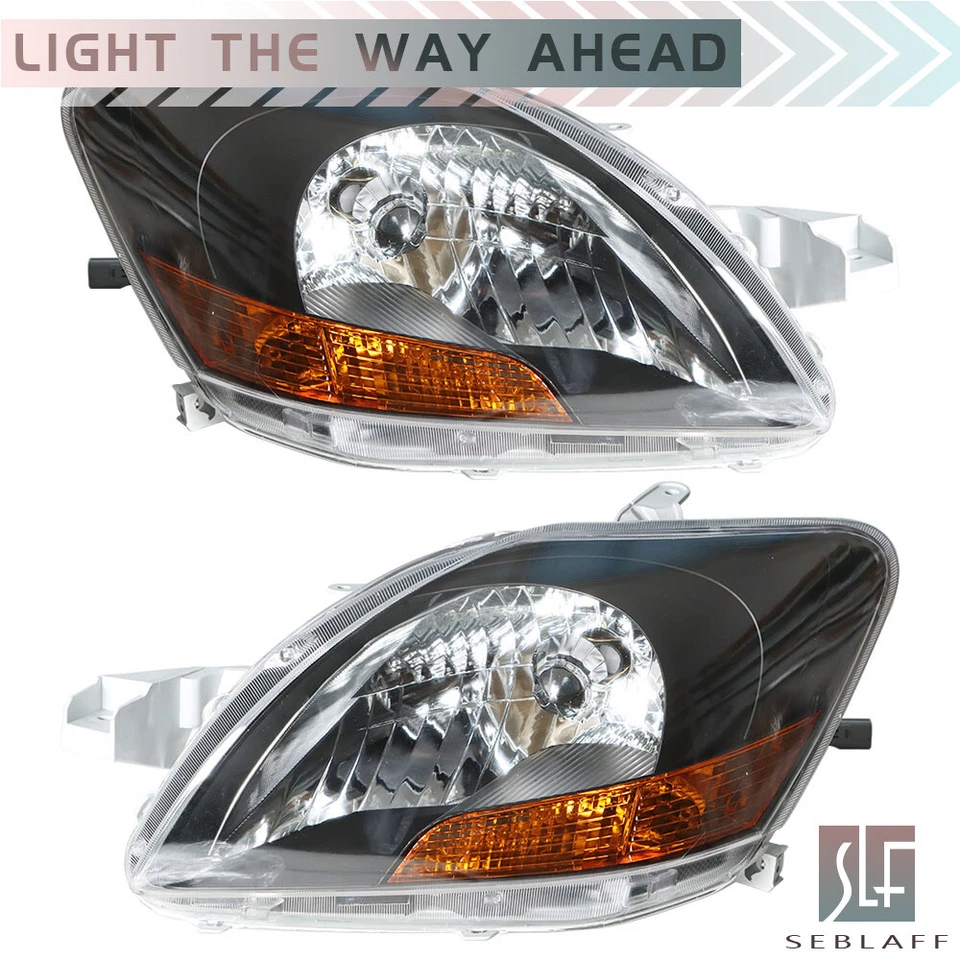 Faros delanteros negros izquierda+derecha para Toyota Yaris 2007-2011 sedán 4 puertas 07-11 Foto 2 de 4